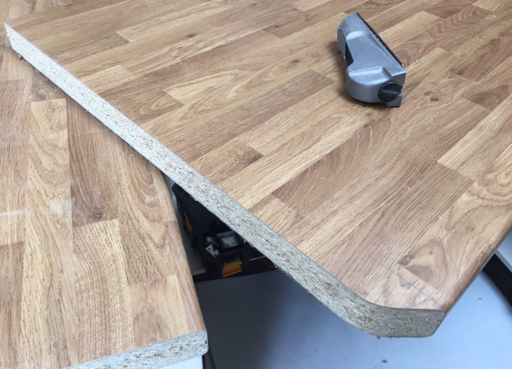 Worktop mitre cut service also known as a Masons mitre cut. Laserline